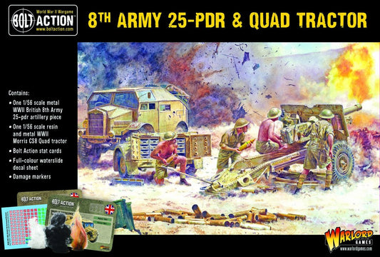 British 8th Army 25-PDR Light Artillery, Quad & Limber